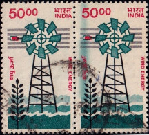 WIND ENERGY- WIND MILLS-HIGH FV.- PAIR- THICK COLORED BAR- UNIQUE ERROR / FREAK - FINE USED - INDIA- IE-245 - Elektriciteit