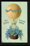 Künstler-AK Ballon Mit Blumen  - Globos