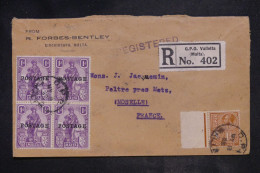 MALTE - Lettre Recommandée Par Avion > France - Voir Dos - 1935 - M 2443 - Malta (...-1964)