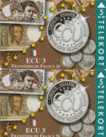 Denmark, TP 096A And B, ECU-France, Mint, Only 1500 And 1200 Issued, Flag, Coins, Notes, 2 Scans. - Denmark