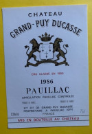 20430 - Château Grand-Puy Ducasse 1986 Pauillac - Bordeaux