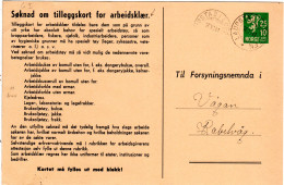 Norwegen 25+10 öre Rationierungs Ganzsache F. Arbeitskleider, LAUPSTAD I LOFOTEN - Storia Postale