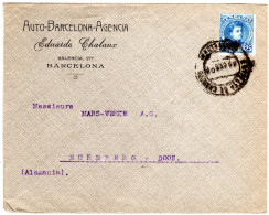 Spanien 1908, 25 C. Auf Firmenbrief Auto-Barcelona-Agencia N. Bayern - Cartas & Documentos