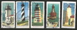 USA 1990 Lighthouses SC.#2470/74 Cpl 54v Set From Booklet In VFU Condition - 1981-...