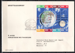 DDR 1962 Space, 5 Years Sovjet Space Flights Sheetlet (no Perf.on Right Side) On FDC  -scarce- - Europe