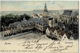 Furnes Panorama Colorée Et Circulée En 1904 - Veurne