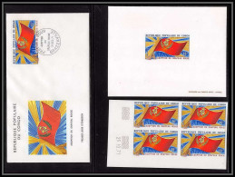 0576b épreuve De Luxe / Deluxe Proof Congo - N° 141 Drapeau Rouge Flag + Non Dentelé Imperf ** MNH Coin Date + FDC - Ungebraucht