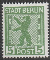 Berlin & Brandenburg: 1945, Plattenfehler: Mi. Nr. 1 A III, Freimarke: 5 Pfg. Berliner Bär  **/MNH - Berlino & Brandenburgo