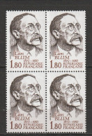 N° 2251 Hommage à Léon Blum: Beau Bloc De 4 Timbres Neuf Impeccable - Unused Stamps