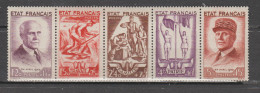 France  1943  N° 576 / 80  Neuf X    Bande   Ml Pétain - Unused Stamps