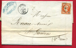 1856 - Lettre De Voiron Pour St Gaudens - Tp Napoléon III N° 16 - Oblitération 3671 PC - 1853-1860 Napoleon III