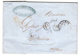 1853  CAD T 15 De ROANNE  Surtaxe De 25c  RePiquage  " DEVILLAINE JEUNE " - 1853-1860 Napoleon III