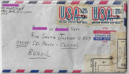 USA 1974 Cover From New York Stamps 21 Cts Label Air Postal Service Model 258 Cancel International Air Service São Paulo - Lettres & Documents