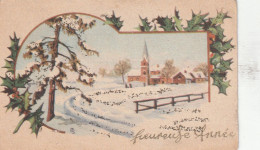 110 - MIGNONETTE HEUREUSE ANNEE . PAYSAGE ENNEIGE HOUE . PAILLETTES . RAD . SCAN - New Year