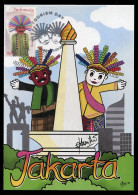 INDONESIA (2024) Carte Maximum Card - JAKARTA 2024 Asian Stamp Exhibition, Ondel-ondel, Tourism Day, Puppet, Folk - Indonesië