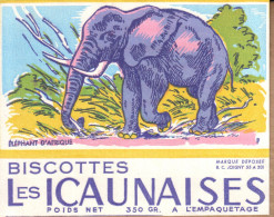 BUVARDS - YONNE - JOIGNY - BUVARD - BISCOTTES LES ICAUNAISES - N° 7 - ELEPHANT D'AFRIQUE - Zwieback