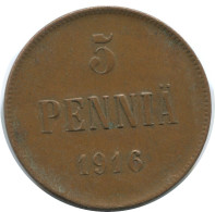 5 PENNIA 1916 FINLAND Coin RUSSIA EMPIRE #AB237.5.U.A - Finland