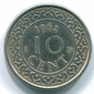 10 CENTS 1962 SURINAME NEERLANDÉS NETHERLANDS Nickel Colonial Moneda #S13219.E.A - Suriname 1975 - ...