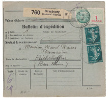 BULLETIN D'EXPÉDITION COLIS POSTAUX De STRASBOURG BOULEVARD D'ANVERS TIMBRE FISCAL + SEMEUSE 1931 - Covers & Documents