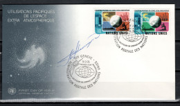 UN United Nations Geneva 1975 Space, Set Of 2 On FDC With Original Signature Of Pjotr Iljitsch Klimuk - Europe