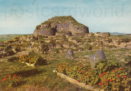 CARTOLINA  BARUMINI,SUD SARDEGNA-NURAGHE SU NURAXI LA FORTEZZA ED IL VILLAGGIO DA NORD EST VIAGGIATA 1969   Y15 - Cagliari