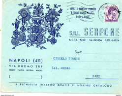 1962 LETTERA INTESTATA SEPONE ANTICA FABBRICA DI BANDIERE CON ANNULLO NAPOLI - 1961-70: Marcofilia