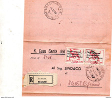 1969 LETTERA RACCOMANDATA CON ANNULLO AVERSA + S.CIPRIANO D'AVERSA CASERTA - 1961-70: Marcophilie