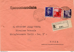 1946 LETTERA RACCOMANDATA CON ANNULLO PADOVA CON IL N° 542 - Poststempel