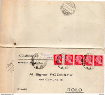 1945 LETTERA CON ANNULLO VENEZIA LIDO + DOLO CON QUARTINA + SINGOLO DEL N° 537 - Poststempel