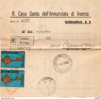 1968 LETTERA RACCOMANDATA CON ANNULLO AVERSA + S.CIPRIANO D'AVERSA CASERTA - 1961-70: Marcophilie