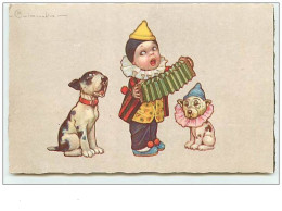 N°9065 - E. Colombo - Petit Clown Jouant De La Musique Pour Deux Chiens - Colombo, E.