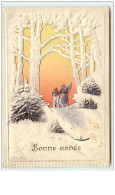 N°10130 - Carte Fantaisie - D.R.G.M. - Bonne Année - Décor En Relief - Père Noël - Neujahr