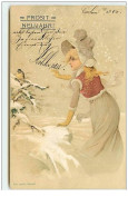 N°8049 - Carte Fantaisie - Prosit Neujahr - Femme Blonde Dans Un Paysage Hivernal - Neujahr