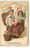 N°18833 - Carte Gaufrée - Gelukkig Nieuwjaar - Enfants Sortant D'un Coffre - New Year