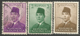 500 Indonesia 3 Timbres Stamps President Sukarno (IDS-127) - Indonesië