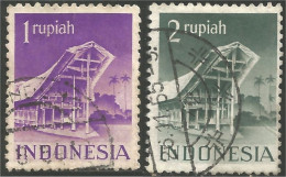 500 Indonesia 2 Timbres Stamps Monuments (IDS-126) - Indonesië