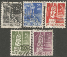 500 Indonesia 5 Timbres Stamps Monuments (IDS-121) - Indonesië