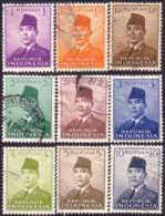 500 Indonesia 9 Stamps 1951 Sukarno (IDS-7) - Indonesië