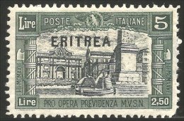 521 Eritrea 1927 5 Lires + 2.50 Dark Green Vert Foncé Noir Black MH * Neuf CH (ITC-86) - Eritrea