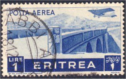521 Eritrea Posta Coloniale Italiana Avion Pont Bridge Airplane (ITC-51) - Eritrea