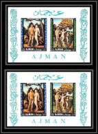 236a - Ajman MNH ** Mi Bloc N° 41 A/B Non Dentelé (Imperf) DURER ADAM ET EVE Tableau (tableaux Painting) - Nudes