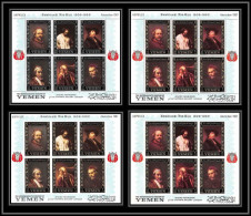 487c Yemen Kingdom MNH ** Les 4 Blocs N° 37 A B Complet OR (gold Stamps) Tableau (tableaux Painting) Rembrandt - Yemen