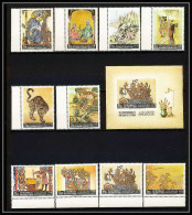 512b Yemen Kingdom MNH ** N° 355 / 364 A + Bloc N° 46 Peinture Asie Tableau Tableaux Asian Paintings Chichang Kiyomitsu - Yemen