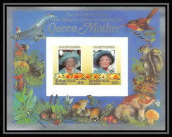 905 British Virgin Islands Scott MNH ** N° 519 Queen Mother Elizabeth Non Dentelé Imperf Concorde Champignons Mushrooms - British Virgin Islands