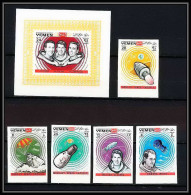 769c Yemen Kingdom MNH ** Mi N° 645 / 649 B + Bloc N° 148 Espace (space) Apollo 7 White Schirra Non Dentelé Imperf - Asia