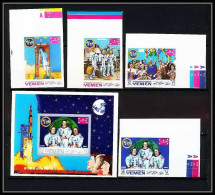 767e Yemen Kingdom MNH ** Mi N° 781 / 784 B + Bloc 160 B Non Dentelé (Imperf) Moon Apollo Espace (space) Armstrong - Yemen