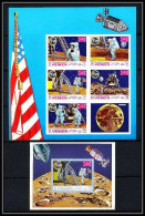 764a Yemen Kingdom MNH ** Mi N° 786 / 790 B Bloc N° 161 B First Manned Moon Landing Apollo 11 Non Dentelé (Imperf) - Yemen