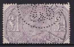 GB Fiscal/ Revenue Stamp. Judicature Fees £1 Pale Lilac. Perfin.  Barefoot 41 - Revenue Stamps