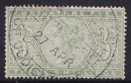 GB Fiscal/ Revenue Stamp. Judicature Fees 3/- Pale Green Good Used - Revenue Stamps