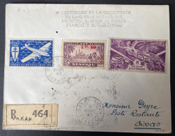 Lettre Recommandé Par Avion 1ere Liaison Aerienne Dakar Senegal Pour Bissao Guinée 1947 - Lettres & Documents